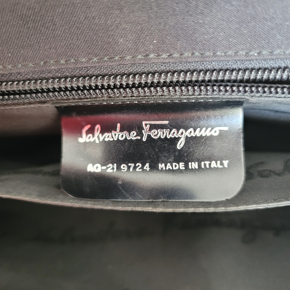 Salvatore Ferragamo Vintage Black Nylon Y2K 90s Double Handle Shoulder Bag Purse - Picture 10 of 17